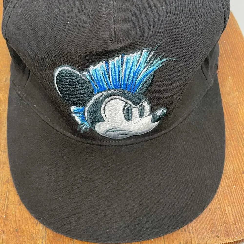Disney Mickey Mouse Black Blue Mohawk Punk Baseball Hat Edgy Cap Teen Youth Size